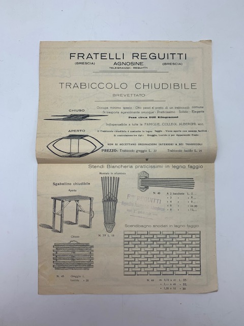 Fratelli Reguitti, Agnosine (Brescia). Specialità attaccapanni... (Pieghevole pubblicitario)
